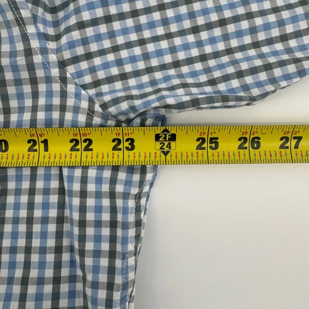 Banana Republic Mens Gingham Check Long Sleeve Button Up Shirt Size L Blue/Green